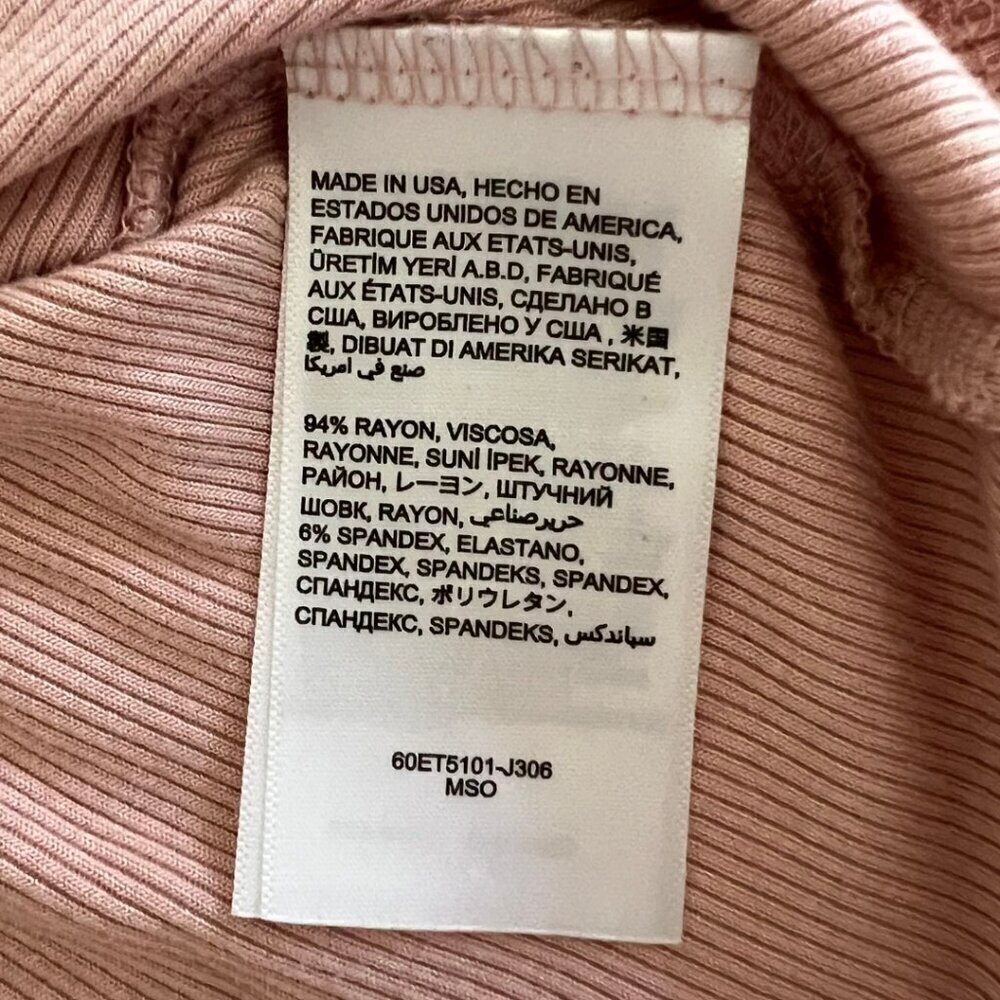 Bebe Pink Rhinestone Ribbed 3/4 Sleeve Top - Picture 5 of 5